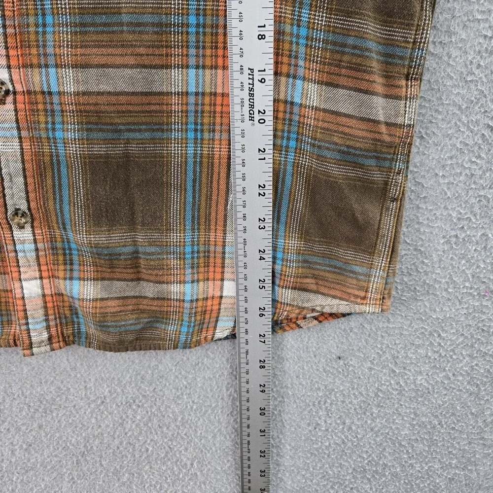 Levi's Men Button Up Shirt L Brown Plaid Long‎ Sleeve Work